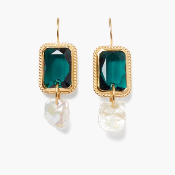 Chan Luu Stunning Geneva Drop Earrings Emerald - Picture 2 of 3